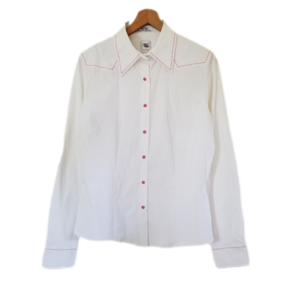 Vintage 90s Cruel Girl White Western Pearl Snap Down w/ Stretch Size Large - Picture 1 of 6